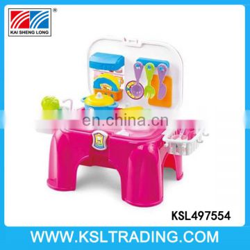 High quality plastic play toy kitchen set with light and music