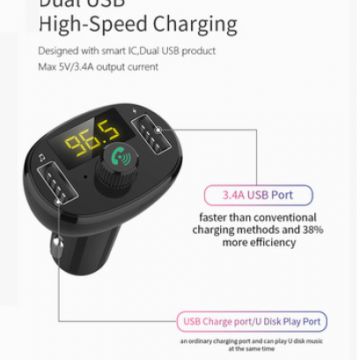 Bluetooth car mp3 hands-free player car cigarette lighter fm card machine digital display usb car charger car