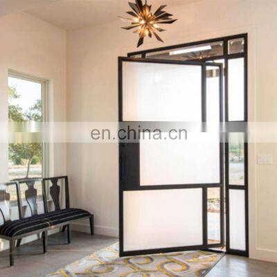 American design anti rust revolve open bottom hinges black custom grill modern wrought iron glass entry pivot door