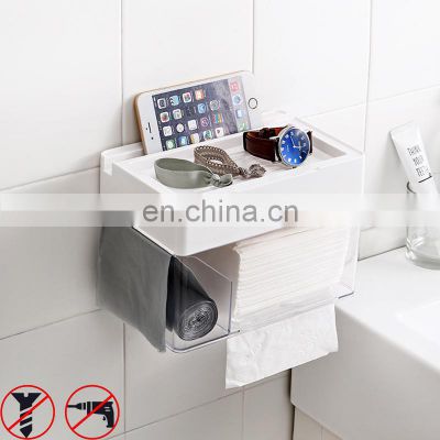 Hot selling  plastic ABS no trace stickers tissue box holder high quality plastic tissue box taizhou hanging tissue box