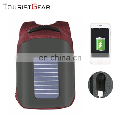 environmental backpack with solar panel good quality laptop waterproof USB bagpack wholesale from Guangdong China mochila