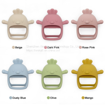 Silicone Teething Mitten Toy Cute Chick Silicone Chewable Toys Animal Custom Baby Teether
