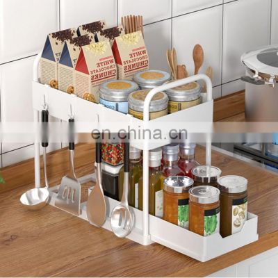 Hot Sale 2 Tier Multi-Purpose Bathroom Organizer Kitchen Sink Organiser Rack Under Sliding Cabinet Basket With Slide Drawer