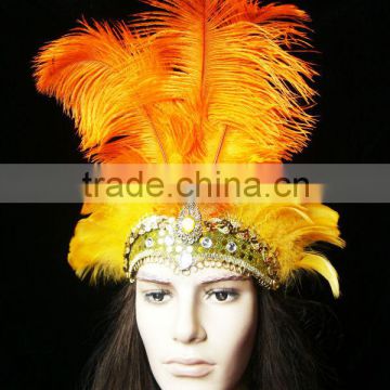 Magnificent Carnival Headdress (Orange Color) Lady headdress With Feather