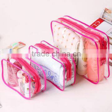 Korean style fashion travel clear pvc cosmetic bag 3pcs set