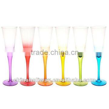 Set of 6 colorama champagne flute glasses, colored champagne glasses
