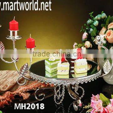 Wedding cake stand with 3 candle holder;silver cake stand for wedding cake decoration(MH2018)