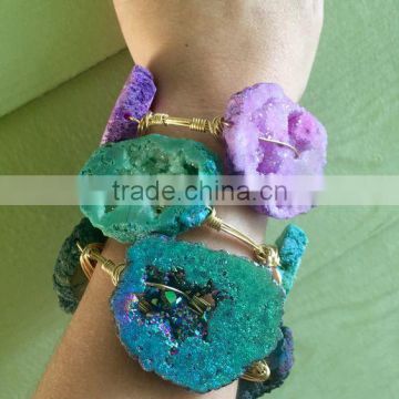 Luxury Geode Stones Wired Bangle