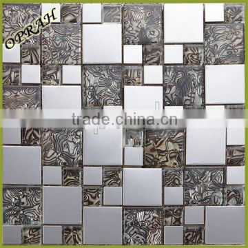 Environmental friendly glossy surface silver color metal glass mosaic