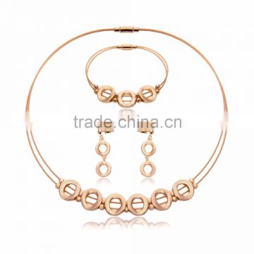 Wholesale New Design Fashion Steel Necklaces Women Luxury Statement Diamond Jewelry Suit SKJT0528