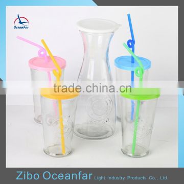 Popular Clear Design Glass Cup Cock Embossed Glass Tumbler