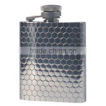 2.5oz Stainless Steel Comby Pattern Hip Flask