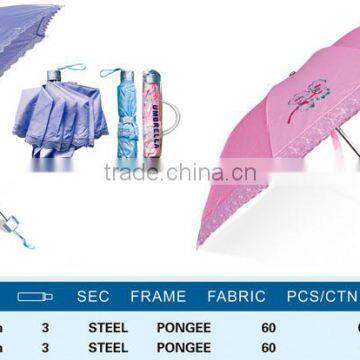 Promotional Top Quality Logo Printed Umbrella with Lace Edge