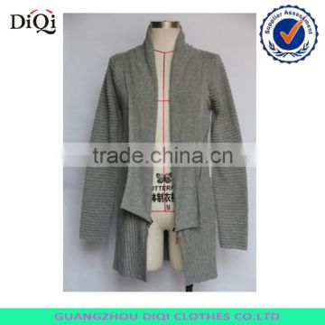 Latest fashion plain gray color zipper cardigan women
