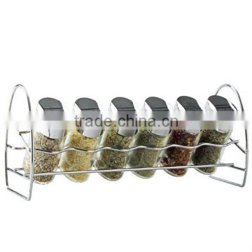 SINOGLASS 6 pcs Oval Shape Glass spice jar set glass spice rack