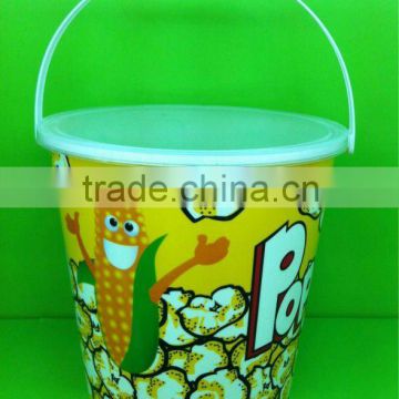 2.5L Plastic round popcorn bucket with cover and handle