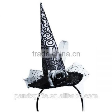 fabric glitter tall witch hat headband