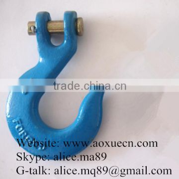 painted iron high tension clevis hoist hook in rigging