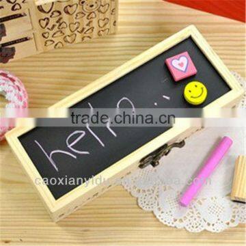 wooden pen box with blackboard and mirror cosmetic boxes pencial case