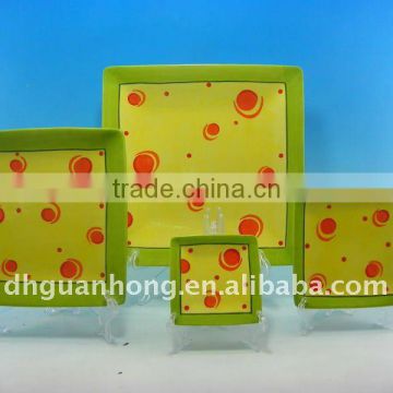2011Colorful Square Ceramic Plate of 4 sets