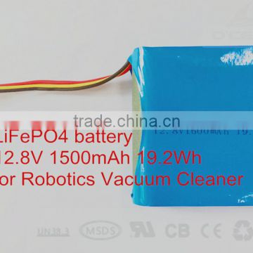 LiFePO4 battery 12.8V 1500mAh for Robotics Vacuum Cleaner