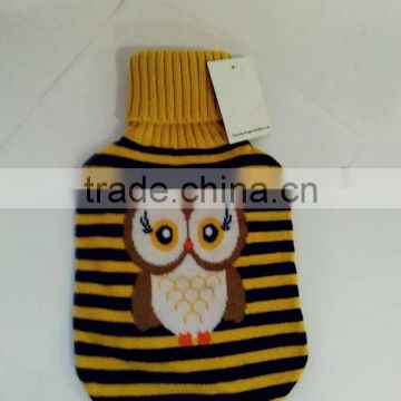 hot water bottle kintted stripe owl cover