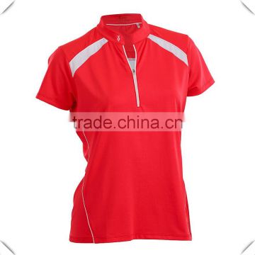 OEM wholesale Short sleeve 1/4 zip placket ladies embroidery dry fit golf POLO shirts made with Mandarin collar