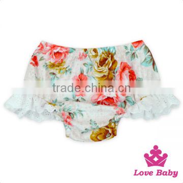 66TQZ460 Lovebaby Fancy Girl Ruffle Lace Short Printed Flowers Pants