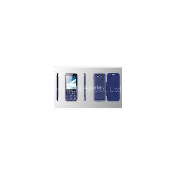 Blue Dual Sim Cards Dual Standby Phone , Four frequency Slim bar mobile