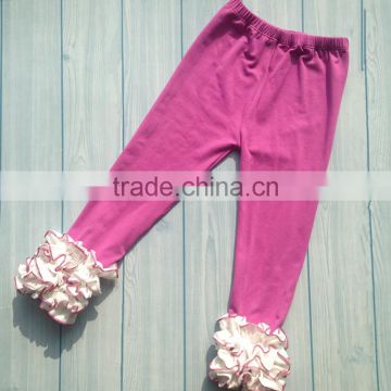 Wholesale solid purple cotton icing ruffles girls leggings