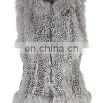 Grey Knitted Fur Hoodie Body Warmer STY.NO.3112