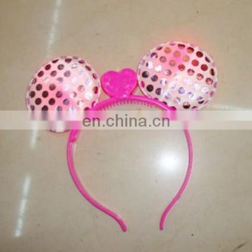 cheap party plastic LED flashing lighted Mouse ear headband PH-0062