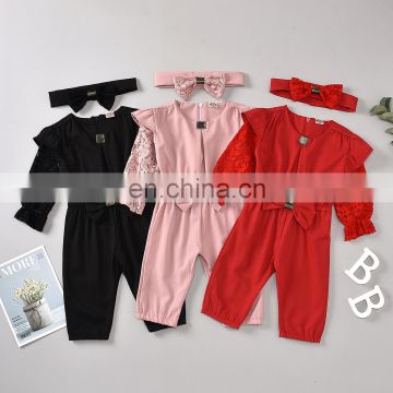 2020 fashion babys solid black red pink  bodysuit