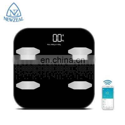 Black Personal Bathroom Blue tooth Smart Detection Body Fat Weighing Scales