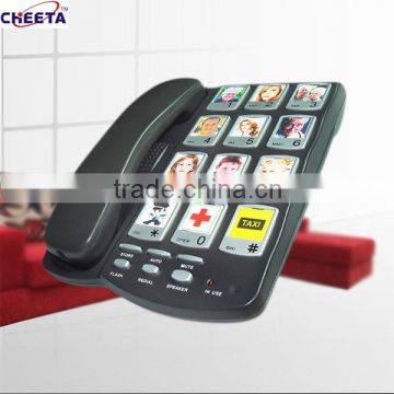 white corded one-touch memory big button telephone
