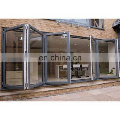 Double glazed tempered glass exterior folding patio accordion doors