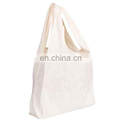Canvas Grocery Single Shoulder Tote Folding Bag  with Custom Printed Logo