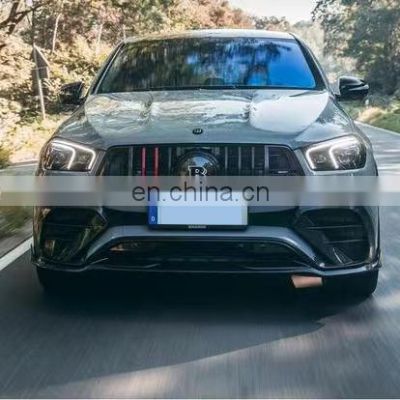 Runde BRA-BUS 900 Style Carbon Fiber Front Lip Grille Wind Knife Rear Lip Spoiler Exhaust For Mercedes-Benz GLE63 Coupe Body Kit