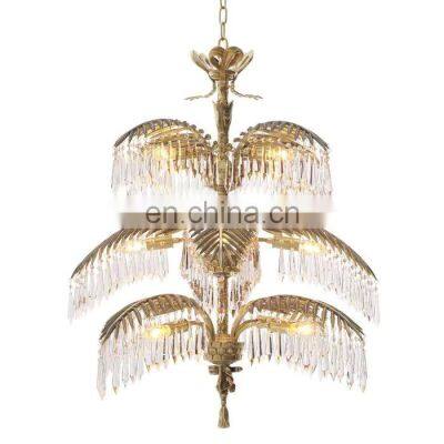 Designer customized coconut tree decorative chandelier ury luxshopping mall crystal lamp project lamps