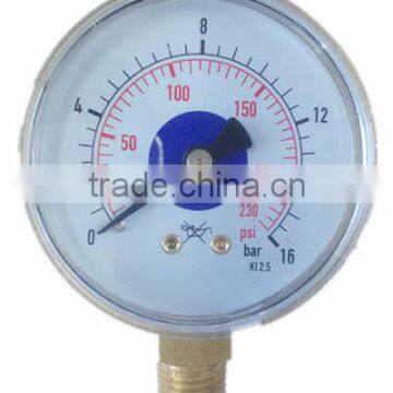 YY63A 63mm acetylene pressure gauge in snap on plastic window