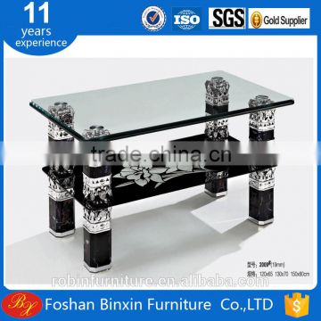 Factory whosale modern RB-2009 rectangular glass coffee table aluminum alloy metal tea table