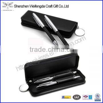 Fancy High Quality Black PU Leather Gift Pen Set