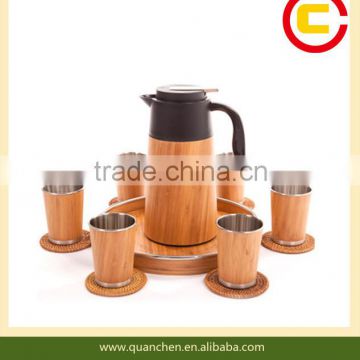 Fashion bamboo coffee cup and water kettle set