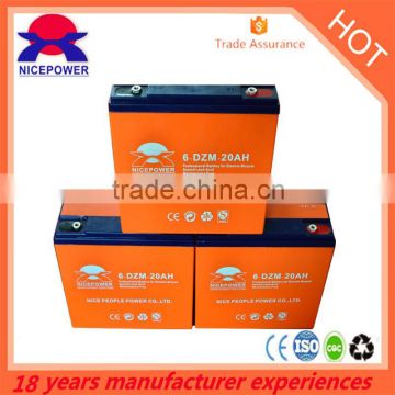 New design 12V20AH deep cycle battery use for electric motorcycle