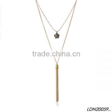 Gold Chain Tassel Layers Lariat Necklace