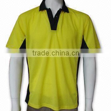 100% Polyeser Micro Custom Men Half Sleeves Plain Yellow Polo Shirt with Black Side Panels and Collar