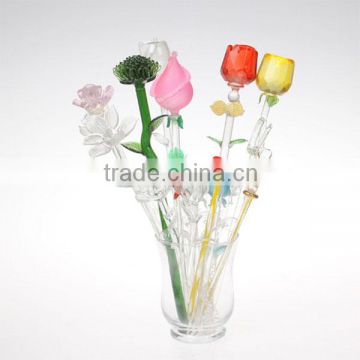 delicate glass flower for home decoration ///good quality crystal flower