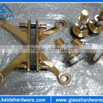 Golden finish stanless steel spider for hotel glass wall
