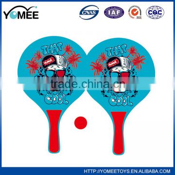 Customized top quality wooden beach racket with soft eva handle cover