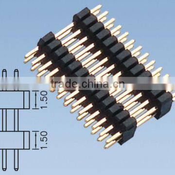 1.0mm Pitch Double Row Double Insulator Pin Header Straight Type Insulator Height=1.5